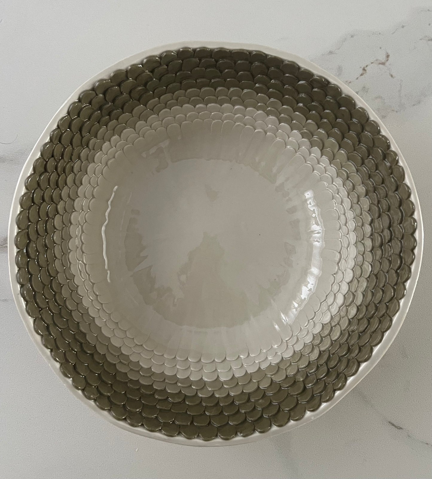 Green Glazed Textured Ceramic Bowl Home Decor