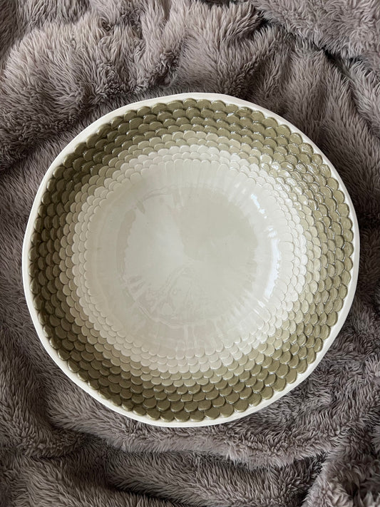 Green Glazed Textured Ceramic Bowl Home Decor