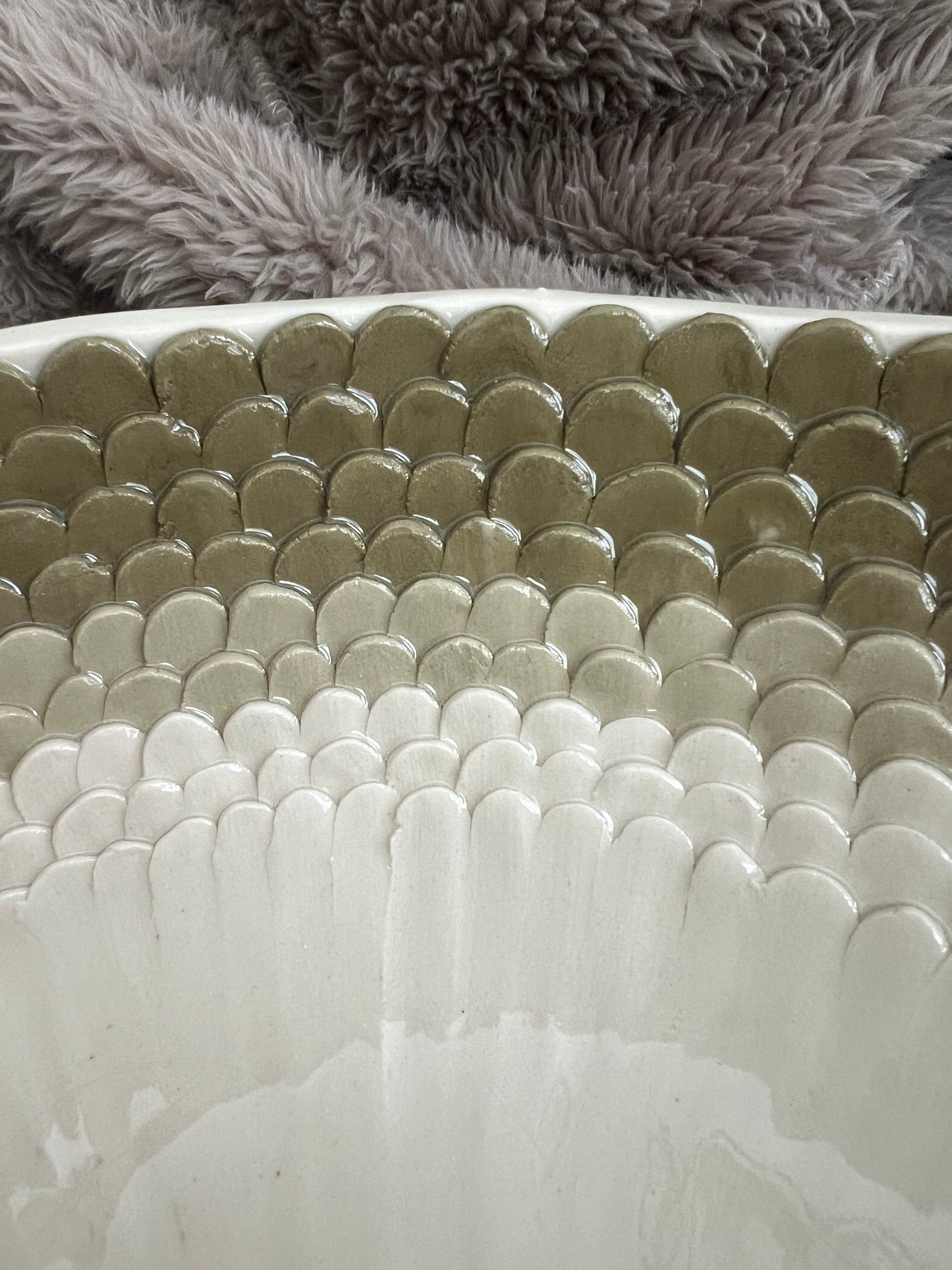 Green Glazed Textured Ceramic Bowl Home Decor