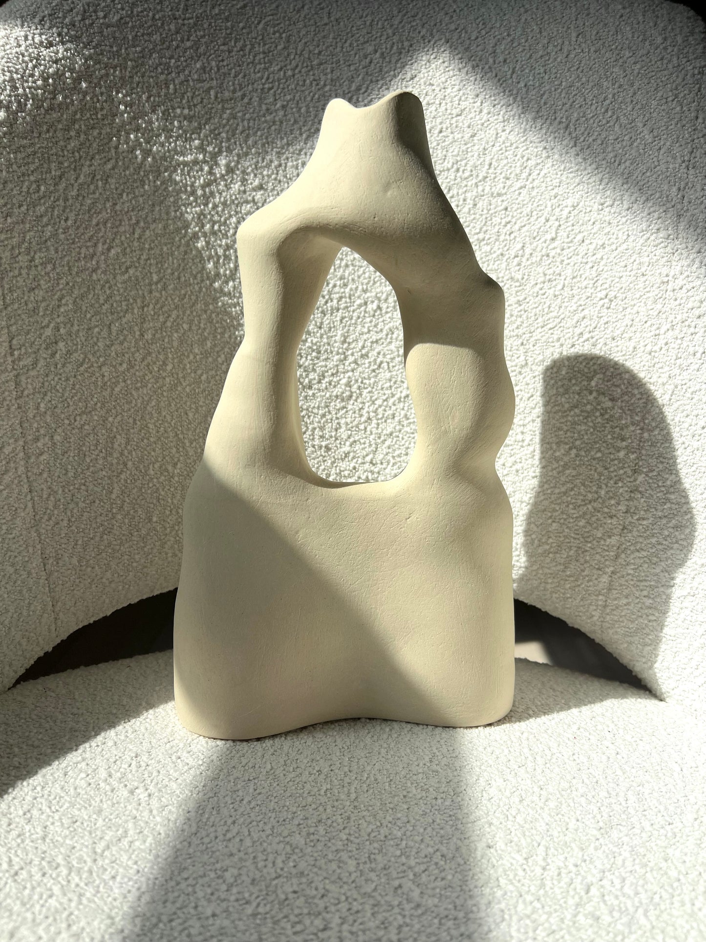 White Handmade Ceramic Sculptural Decor Vase Docia No: 22